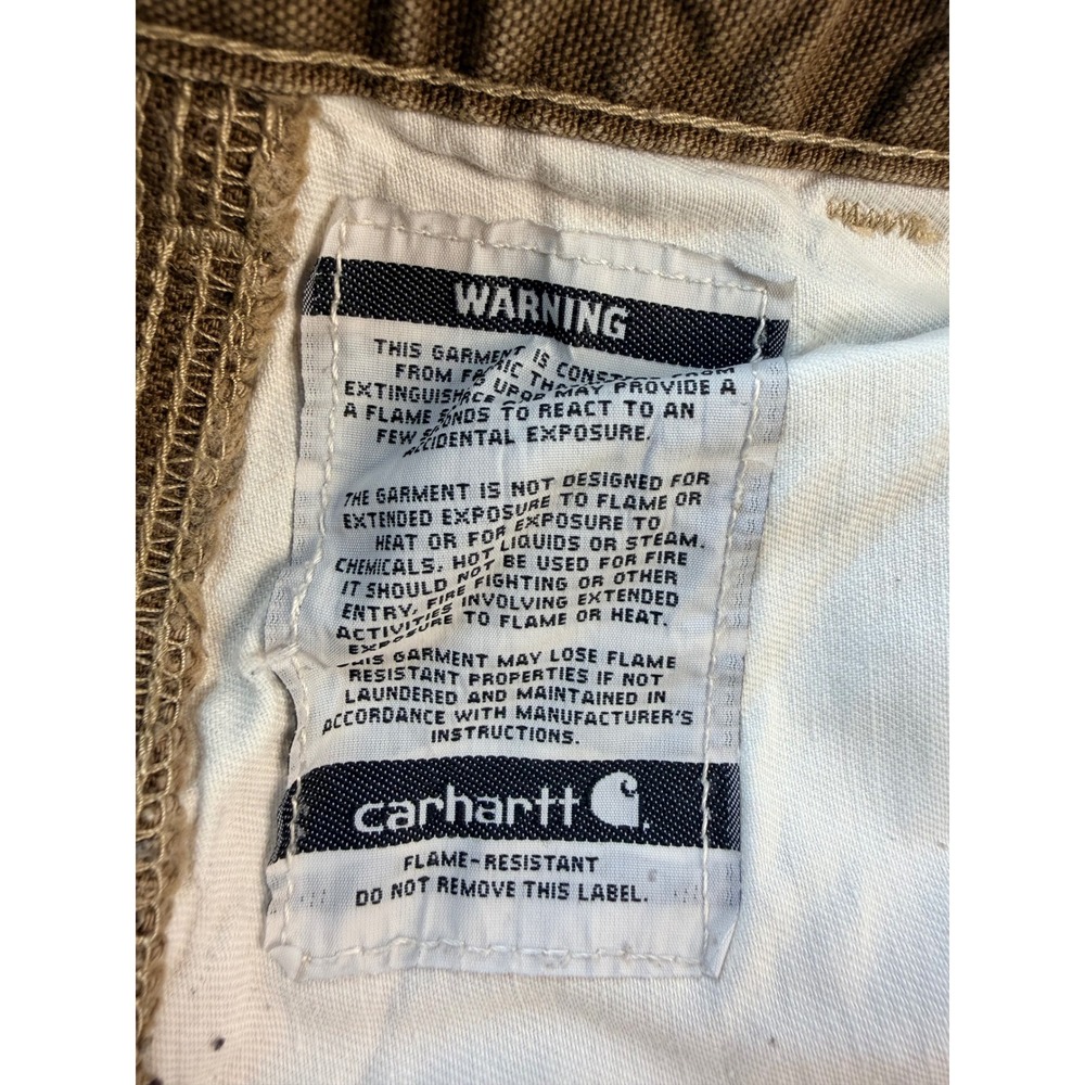 Carhartt FR Pants Mens 32x32 Brown Flame Resistant Workwear Duck Canvas Faded 10 - Picture 9 of 12